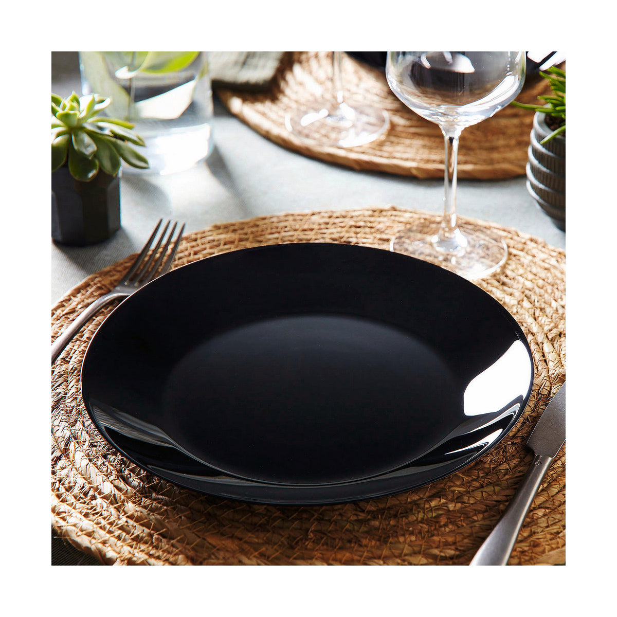 Assiette Plate en Verre Noir Acropal (Ø 25 cm)